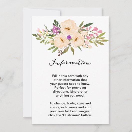 Wasserfarbe Ivory Bouquet Anemones Einladung (Vorderseite)