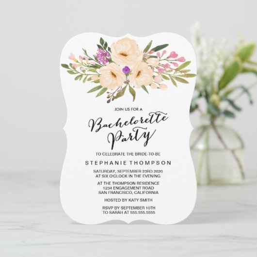 Wasserfarbe Ivory Bouquet Anemones Einladung (Stehend Vorderseite)