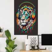 Wasserfarbe Jamaica Lion Rasta Music Poster (Heimbüro)