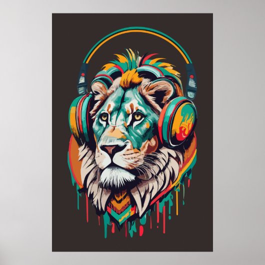 Wasserfarbe Jamaica Lion Rasta Music Poster (Vorne)