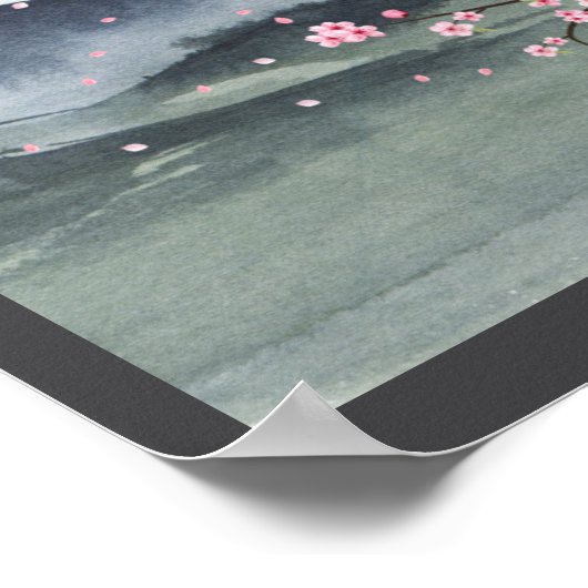 Wasserfarbe Japan Landschaft Poster (Ecke)