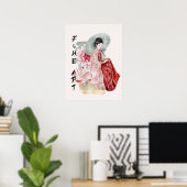 Wasserfarbe Japanisch Frau Umbrettin Poster (Heimbüro)