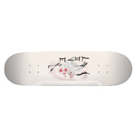 Wasserfarbe Japanisch Sakura Blossom Liebe Kran Skateboard