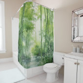 Wasserfarbe Japanischer Bambuswald Duschvorhang (Beispiel)