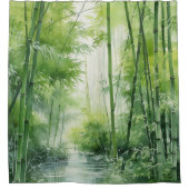 Wasserfarbe Japanischer Bambuswald Duschvorhang (Vorderseite)
