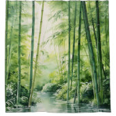 Wasserfarbe Japanischer Bambuswald Duschvorhang (Vorderseite)