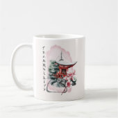 Wasserfarbe Japanischer Tempel Sakura Blossom Kaffeetasse (Links)