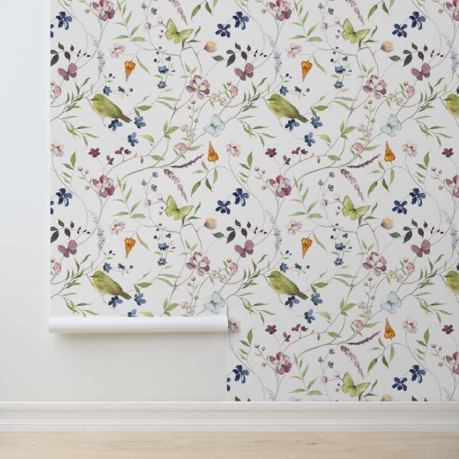 Wasserfarbe Japanischer Weißaugen-Wildblume Schmet Tapete (Anwendung)