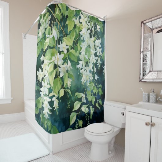Wasserfarbe Jasmine Blossom Drift Duschvorhang (Beispiel)