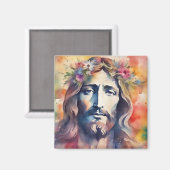 Wasserfarbe Jesus Magnet (Vorderseite/Rückseite)