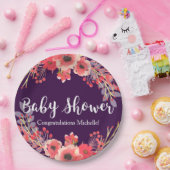 Wasserfarbe Jewel Tone Blume Kinderdusche Pappteller (Party)