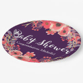 Wasserfarbe Jewel Tone Blume Kinderdusche Pappteller (Schrägansicht)