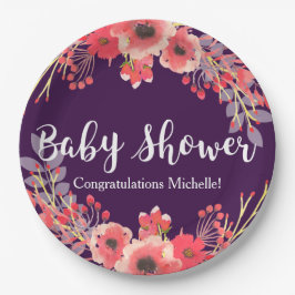 Wasserfarbe Jewel Tone Blume Kinderdusche Pappteller