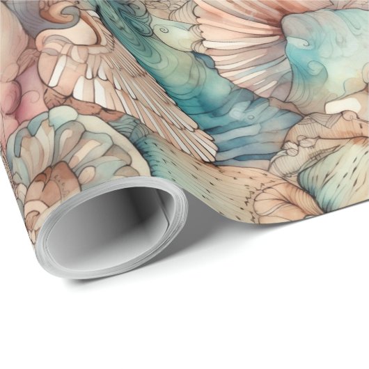 Wasserfarbe Jugendstil Muster Geschenkpapier (Rolleneckpunkt)