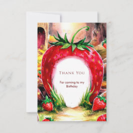 Wasserfarbe Juicy Sweet Strawberry Geburtstag Dankeskarte