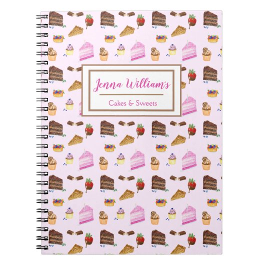 Wasserfarbe Jummy Desserts Bäckerei Cupcake Design Notizblock (Vorderseite)