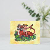 Wasserfarbe Junge Bacchus lächeln auf einem Tiger Postkarte (Stehend Vorderseite)