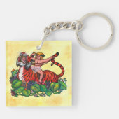 Wasserfarbe Junge Bacchus lächeln auf einem Tiger Schlüsselanhänger (Rückseite)