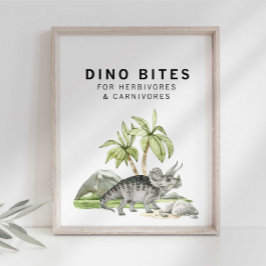 Wasserfarbe Jurassic Dino Bites Sign Poster