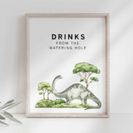 Wasserfarbe Jurassic Dinosaurier Trinkzeichen Poster