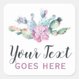 Wasserfarbe Kakteen Kakteen Prickly Birne Bohemisc Quadratischer Aufkleber