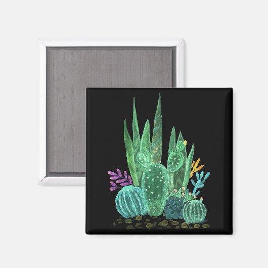 Wasserfarbe, Kakteen Magnet (Vorderseite/Rückseite)