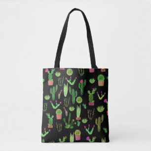 Wasserfarbe-Kakteen-Pflanze Nahtloser Hintergrund Tasche