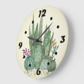 Wasserfarbe , Kakteen, Sukkulente Große Wanduhr (Winkel)