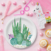 Wasserfarbe , Kakteen, Sukkulturen Pappteller (Party)
