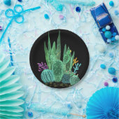 Wasserfarbe, Kaktus, Blume große Uhr Pappteller (Party)