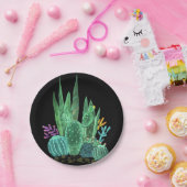 Wasserfarbe, Kaktus, Blume große Uhr Pappteller (Party)