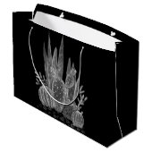 Wasserfarbe, Kaktus große Geschenktasche Geschenktüte (Rückseite Schrägansicht)