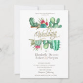 Wasserfarbe Kaktus Polka Dots Wedding Einladung (Vorderseite)