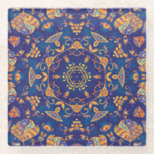 Wasserfarbe Kaleidoskop Mandala Orientalisches Des Glasuntersetzer