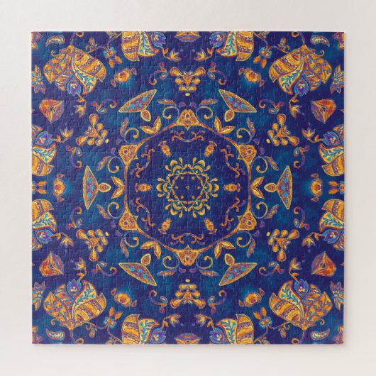 Wasserfarbe Kaleidoskop Mandala Orientalisches Des Puzzle (Vertikal)