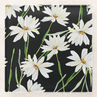 Wasserfarbe Kamille: Botanische Schrift Glasuntersetzer