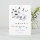 Wasserfarbe Kanada Hochzeit in Urlaubsort Einladung (Stehend Vorderseite)