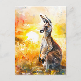 Wasserfarbe Kangaroo bei Sonnenuntergang Postkarte