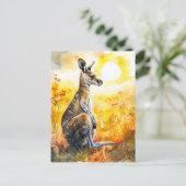 Wasserfarbe Kangaroo bei Sonnenuntergang Postkarte (Stehend Vorderseite)