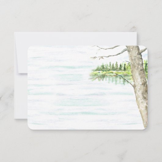 Wasserfarbe Kanusee Hochzeitreaktion RSVP Karte (Rückseite)