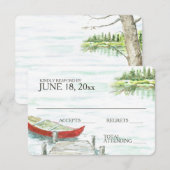 Wasserfarbe Kanusee Hochzeitreaktion RSVP Karte (Vorne/Hinten)
