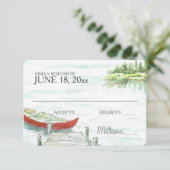 Wasserfarbe Kanusee Hochzeitreaktion RSVP Karte (Stehend Vorderseite)
