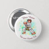 Wasserfarbe Karate Kinder tapfer Junge mit einem S Button (Vorne & Hinten)
