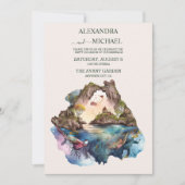 Wasserfarbe Karibik Hochzeit in Urlaubsort Invitat Einladung (Vorderseite)