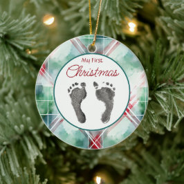 Wasserfarbe Kariert Erste Weihnachtsnacht Ihr Baby Keramik Ornament