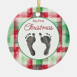 Wasserfarbe Kariert Erste Weihnachtsnacht Ihr Baby Keramik Ornament