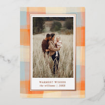 Wasserfarbe Kariert | Orange Creme Blue Foto