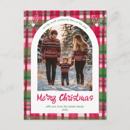 Wasserfarbe Kariert Weihnachten Custom Arch 3 Foto (Vorderseite)