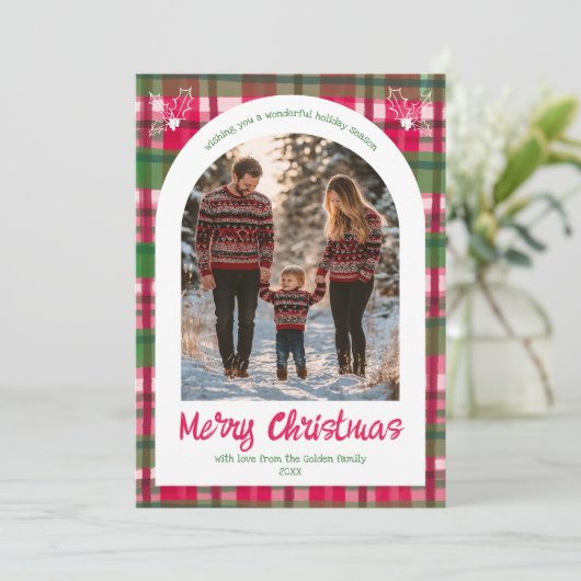 Wasserfarbe Kariert Weihnachten Custom Arch 5 Foto (Stehend Vorderseite)