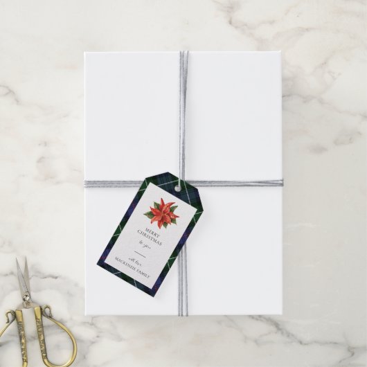 Wasserfarbe Karierte Schrift Rustikale Weihnachten Geschenkanhänger (Mit Garn)